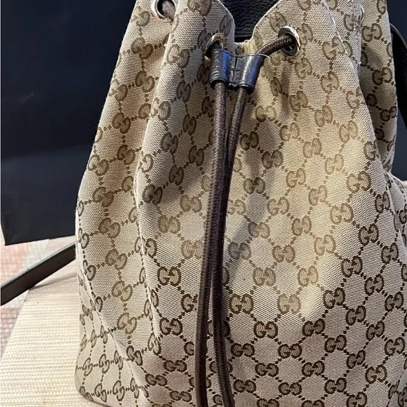 Gucci Tan and Brown Monogram Backpack - Picture 6 of 13
